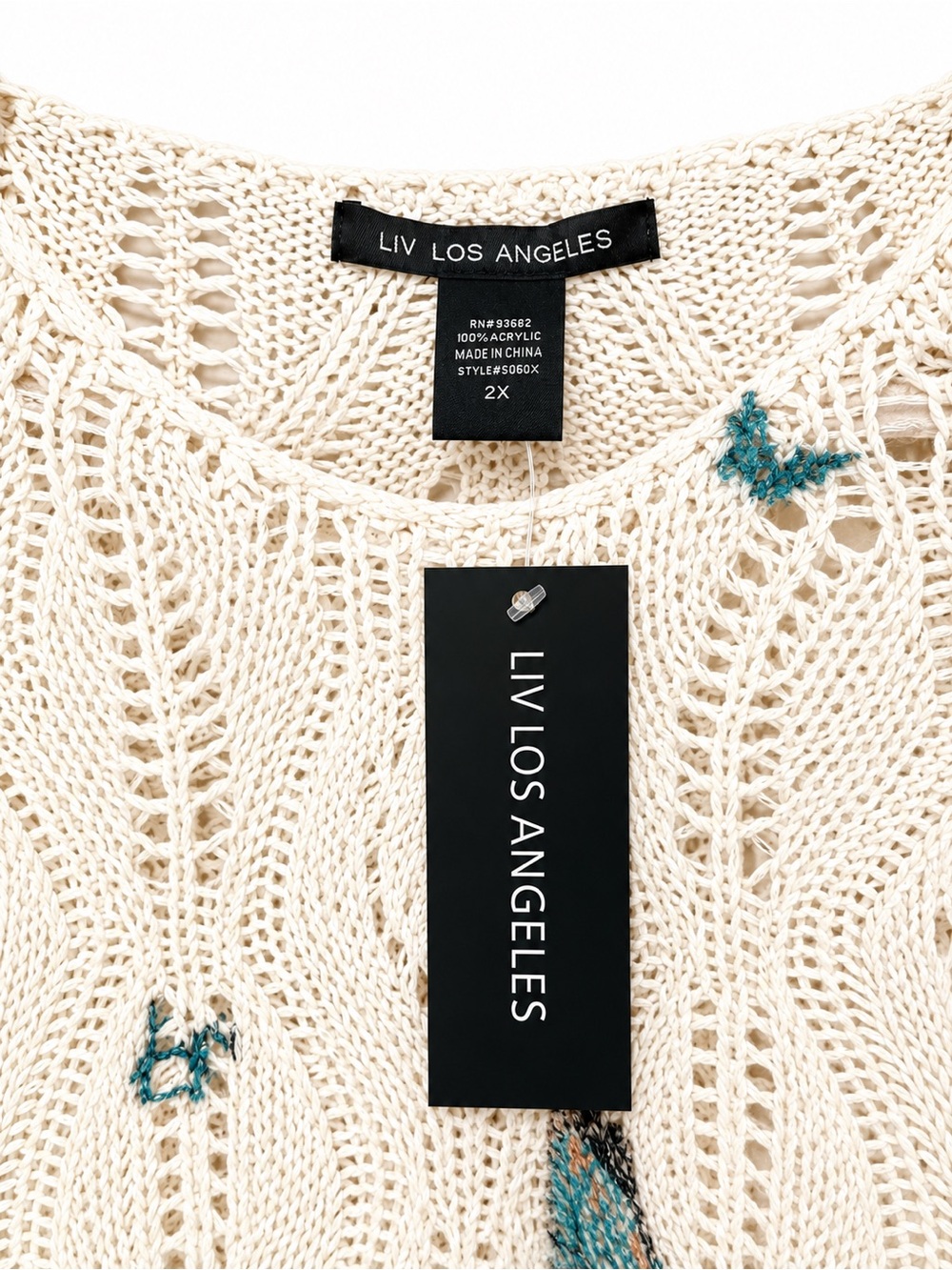 Boho Crochet Floral & Butterfly Open Knit Sweater Top Naturecore Fairy Indie - Picture 6 of 6